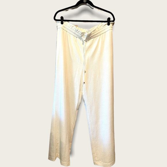 Calvin Klein NWT Smocked Waist Wide Leg Pants size L White - Picture 1 of 11